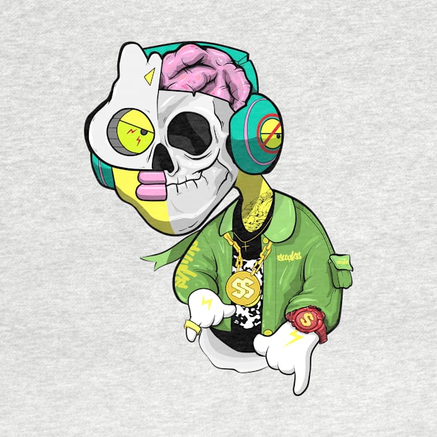 Dope half skulls half Slluks character original design by slluks_shop